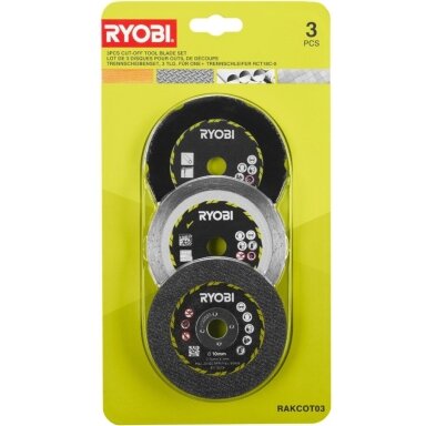 Pjovimo diskų kompl. RYOBI RAKCOT03, 76x10mm, 3 Vnt. Pjovimo diskų kompl. RYOBI RAKCOT03, 76x10mm, 3 Vnt.