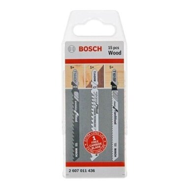 Pjūklelių komplektas Bosch Wood, 15 vnt., 2607011436 Pjūklelių komplektas Bosch Wood, 15 vnt., 2607011436