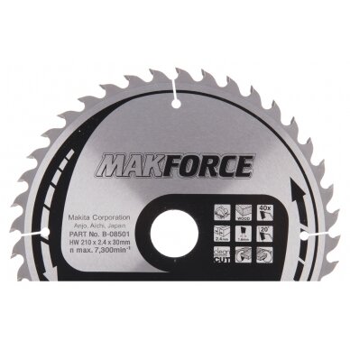 Pjovimo diskas Makita B-08501 MAKFORCE 210X2.4X30mm 20° T40 Pjovimo diskas Makita B-08501 MAKFORCE 210X2.4X30mm 20° T40