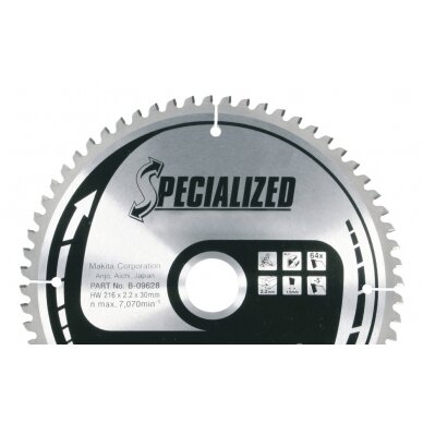 Pjovimo diskas Makita B-17681 SPECIALIZED, 270X2.4X30mm, 0°, T60 Pjovimo diskas Makita B-17681 SPECIALIZED, 270X2.4X30mm, 0°, T60