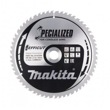 Pjovimo diskas Makita B-67256 EFFICUT 305X2.15X30mm, 10°, T60 Pjovimo diskas Makita B-67256 EFFICUT 305X2.15X30mm, 10°, T60