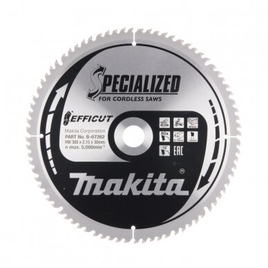 Pjovimo diskas Makita B-67262, EFFICUT 305X2.15X30mm, 10°, T80 Pjovimo diskas Makita B-67262, EFFICUT 305X2.15X30mm, 10°, T80