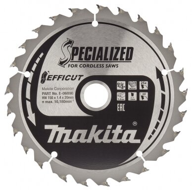 Pjovimo diskas Makita E-06890, 150X1.4X20mm, 23°, T25 Pjovimo diskas Makita E-06890, 150X1.4X20mm, 23°, T25