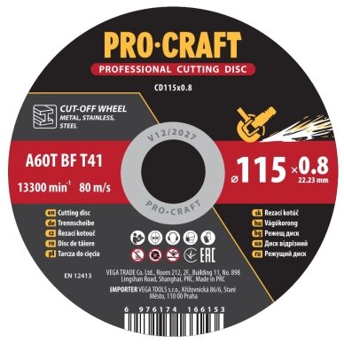 Pjovimo diskas „ProCraft CD115x0.8” Pjovimo diskas „ProCraft CD115x0.8”