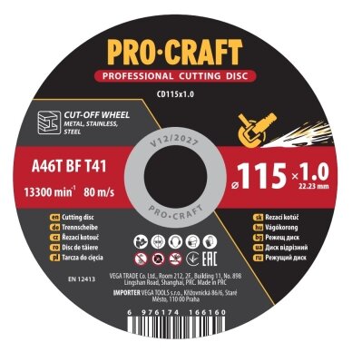 Pjovimo diskas „ProCraft CD115x1.0” Pjovimo diskas „ProCraft CD115x1.0”