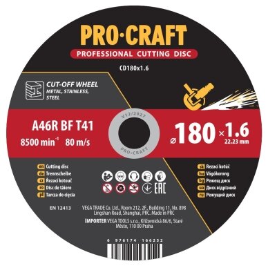 Pjovimo diskas „ProCraft CD180x1.6” Pjovimo diskas „ProCraft CD180x1.6”