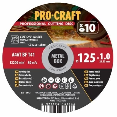 Pjovimo diskų rinkinys „ProCraft CD125x1.0b” Pjovimo diskų rinkinys „ProCraft CD125x1.0b”