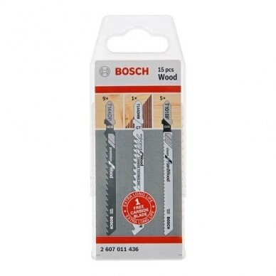 Pjūklelių komplektas Bosch Wood, 15 vnt., 2607011436 Pjūklelių komplektas Bosch Wood, 15 vnt., 2607011436