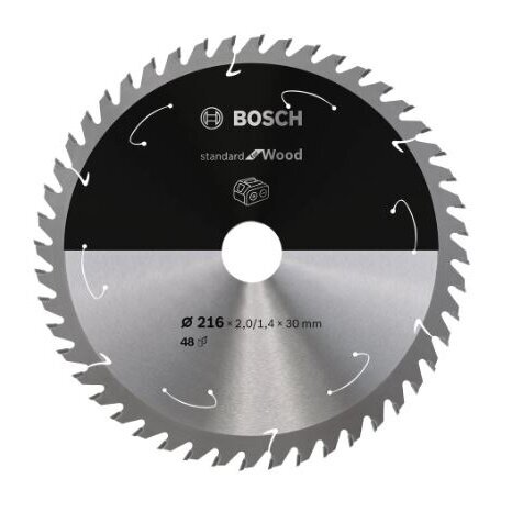 Pjovimo diskas Bosch Standard for Wood, 216x30x1.7/1.2x48T, 2608837726 Pjovimo diskas Bosch Standard for Wood, 216x30x1.7/1.2x48T, 2608837726