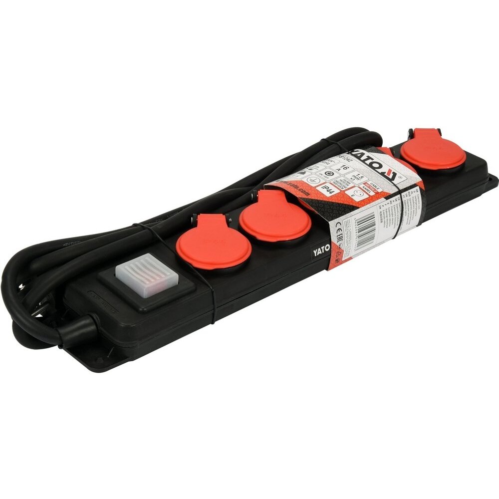 Prailgintojas elektros 5 lizdų IP44 3 m 1,5 mm² YATO (YT-81242) 4 Prailgintojas elektros 5 lizdų IP44 3 m 1,5 mm² YATO (YT-81242) 4