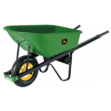 Profesionalus karutis "John Deere®" su metaline 100 litrų talpa ir tvirtomis rankenomis bei kietos gumos ratu. Profesionalus karutis "John Deere®" su metaline 100 litrų talpa ir tvirtomis rankenomis bei kietos gumos ratu.