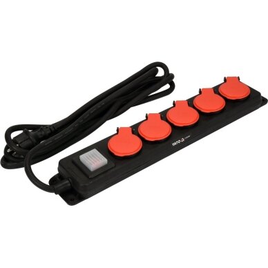 Prailgintojas elektros 5 lizdų IP44 3 m 1,5 mm² YATO (YT-81242) 1