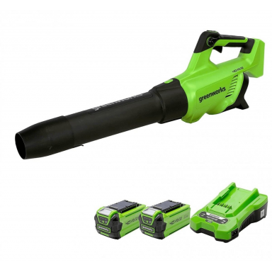 Greenworks G40AB akumuliatorinis pūstuvas ( 40V  2X2Ah akumuliatoriai ir kroviklis)
