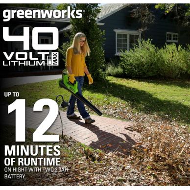 Greenworks G40ABK4 PŪSTUVAS (40V su 4Ah akumuliatoriumi ir krovikliu) 4