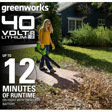 Greenworks G40ABK4 PŪSTUVAS (40V su 4Ah akumuliatoriumi ir krovikliu)