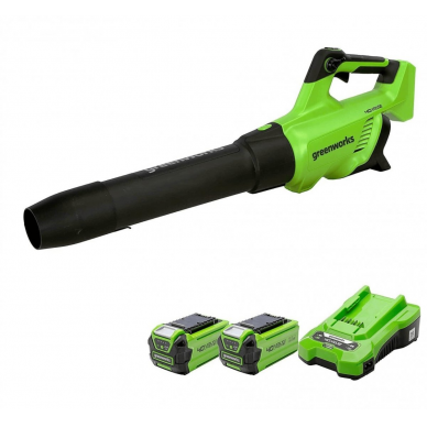 Greenworks G40AB akumuliatorinis pūstuvas ( 40V 2X2Ah akumuliatoriai ir kroviklis) Greenworks G40AB akumuliatorinis pūstuvas ( 40V 2X2Ah akumuliatoriai ir kroviklis)