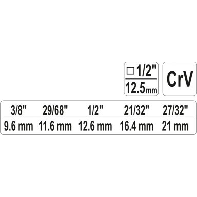 Raktas pakopinis 9,6 / 11,6 / 12,6 / 16,4 / 21 mm CrV Yato Raktas pakopinis 9,6 / 11,6 / 12,6 / 16,4 / 21 mm CrV Yato