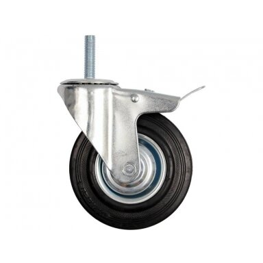 Ratukas vežimėliui d-100mm, 60kg, guminis, juodas, pasukamas su stabdžiu Vorel Ratukas vežimėliui d-100mm, 60kg, guminis, juodas, pasukamas su stabdžiu Vorel