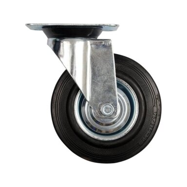 Ratukas vežimėliui d-100mm, 60kg, guminis, juodas, pasukamas Vorel Ratukas vežimėliui d-100mm, 60kg, guminis, juodas, pasukamas Vorel