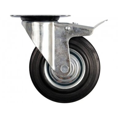 Ratukas vežimėliui d-200mm, 150kg, guminis, juodas, pasukamas su stabdžiu Vorel Ratukas vežimėliui d-200mm, 150kg, guminis, juodas, pasukamas su stabdžiu Vorel