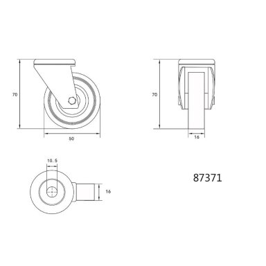Ratukas vežimėliui d-50mm, 20kg, guminis, pilkas, pasukamas, su skyle varžtui Vorel Ratukas vežimėliui d-50mm, 20kg, guminis, pilkas, pasukamas, su skyle varžtui Vorel