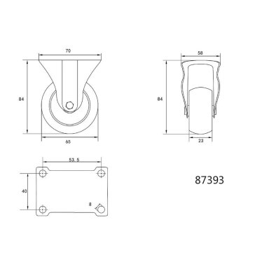 Ratukas vežimėliui d-65mm, 30kg, polipropileninis, juodas Vorel Ratukas vežimėliui d-65mm, 30kg, polipropileninis, juodas Vorel