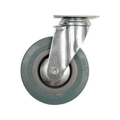 Ratukas vežimėliui, guminis, pilkas, pasukamas Vorel | d-100mm, 60kg Ratukas vežimėliui, guminis, pilkas, pasukamas Vorel | d-100mm, 60kg