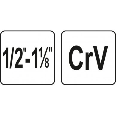 Raktas pakopinis su rankena 1/2" (12,7 mm) – 1-1/8" (28,6 mm) CrV Yato 3 Raktas pakopinis su rankena 1/2" (12,7 mm) – 1-1/8" (28,6 mm) CrV Yato 3