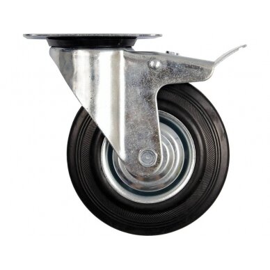Ratukas vežimėliui d-100mm, 60kg, guminis, juodas, pasukamas su stabdžiu Vorel Ratukas vežimėliui d-100mm, 60kg, guminis, juodas, pasukamas su stabdžiu Vorel
