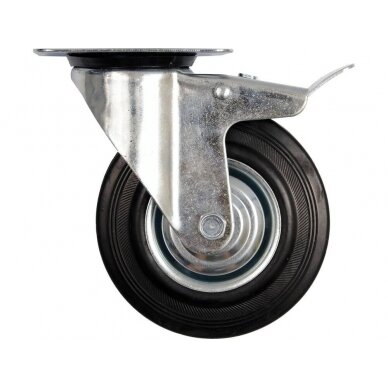 Ratukas vežimėliui d-125mm, 100kg, guminis, juodas, pasukamas su stabdžiu Vorel Ratukas vežimėliui d-125mm, 100kg, guminis, juodas, pasukamas su stabdžiu Vorel