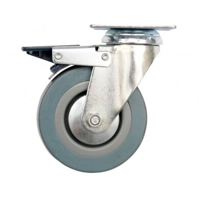 Ratukas vežimėliui d-50mm, 20kg, guminis, pilkas, pasukamas su stabdžiu Vorel Ratukas vežimėliui d-50mm, 20kg, guminis, pilkas, pasukamas su stabdžiu Vorel