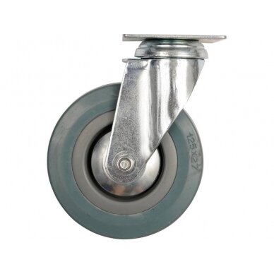 Ratukas vežimėliui, guminis, pilkas, pasukamas Vorel | d-100mm, 60kg Ratukas vežimėliui, guminis, pilkas, pasukamas Vorel | d-100mm, 60kg