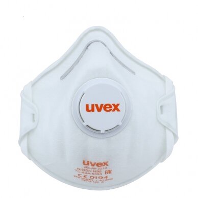 Respiratorius Uvex Silv-Air Classic 2210 FFP2, puodelio tipo su vožtuvu, baltas, 3 vnt mažmeninėje pakuotėje