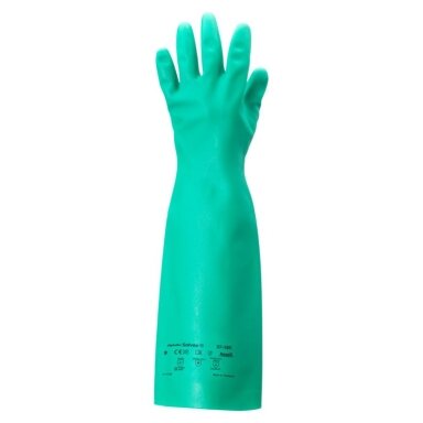 Safety chemical gloves Ansell AlphaTec® Solvex® 37-185, elbow-length, green, size 9 Safety chemical gloves Ansell AlphaTec® Solvex® 37-185, elbow-length, green, size 9