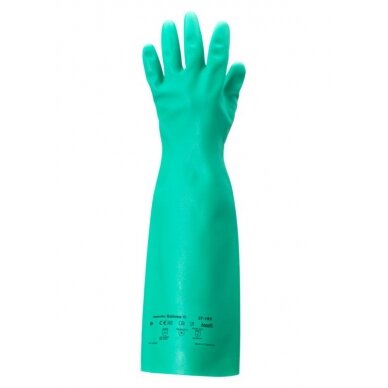 Safety chemical gloves Ansell AlphaTec® Solvex® 37-185, elbow-length, green, size 9 Safety chemical gloves Ansell AlphaTec® Solvex® 37-185, elbow-length, green, size 9
