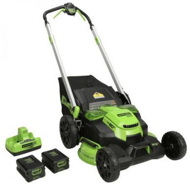 Greenworks GD60LM61K4X SAVAEIGĖ VEJAPJOVĖ (60V 2X4Ah akumuliatoriai +kroviklis)