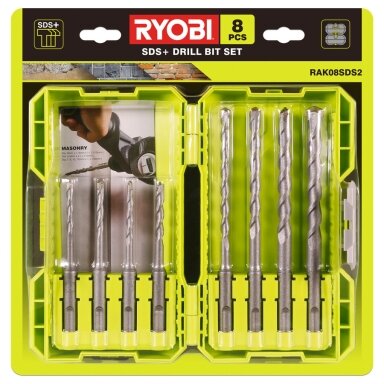 SDS+ gręžimo rinkinys Ryobi RAK08SDS2 8 vnt. SDS+ gręžimo rinkinys Ryobi RAK08SDS2 8 vnt.
