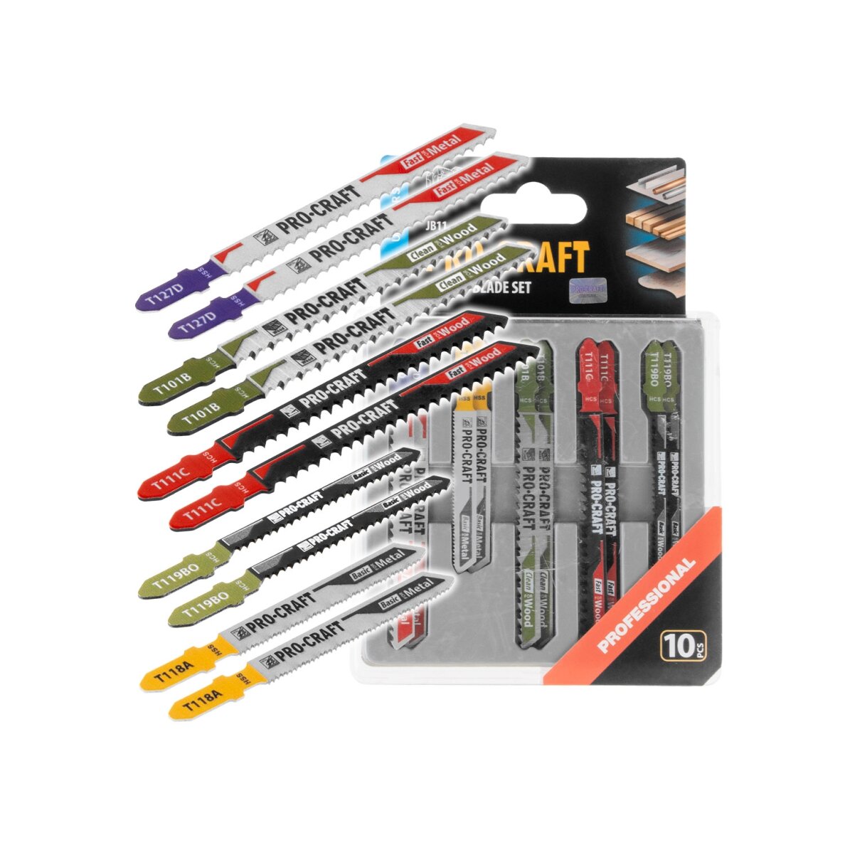 Siaurapjūklio geležčių rinkinys „ProCraft JB11" Siaurapjūklio geležčių rinkinys „ProCraft JB11"