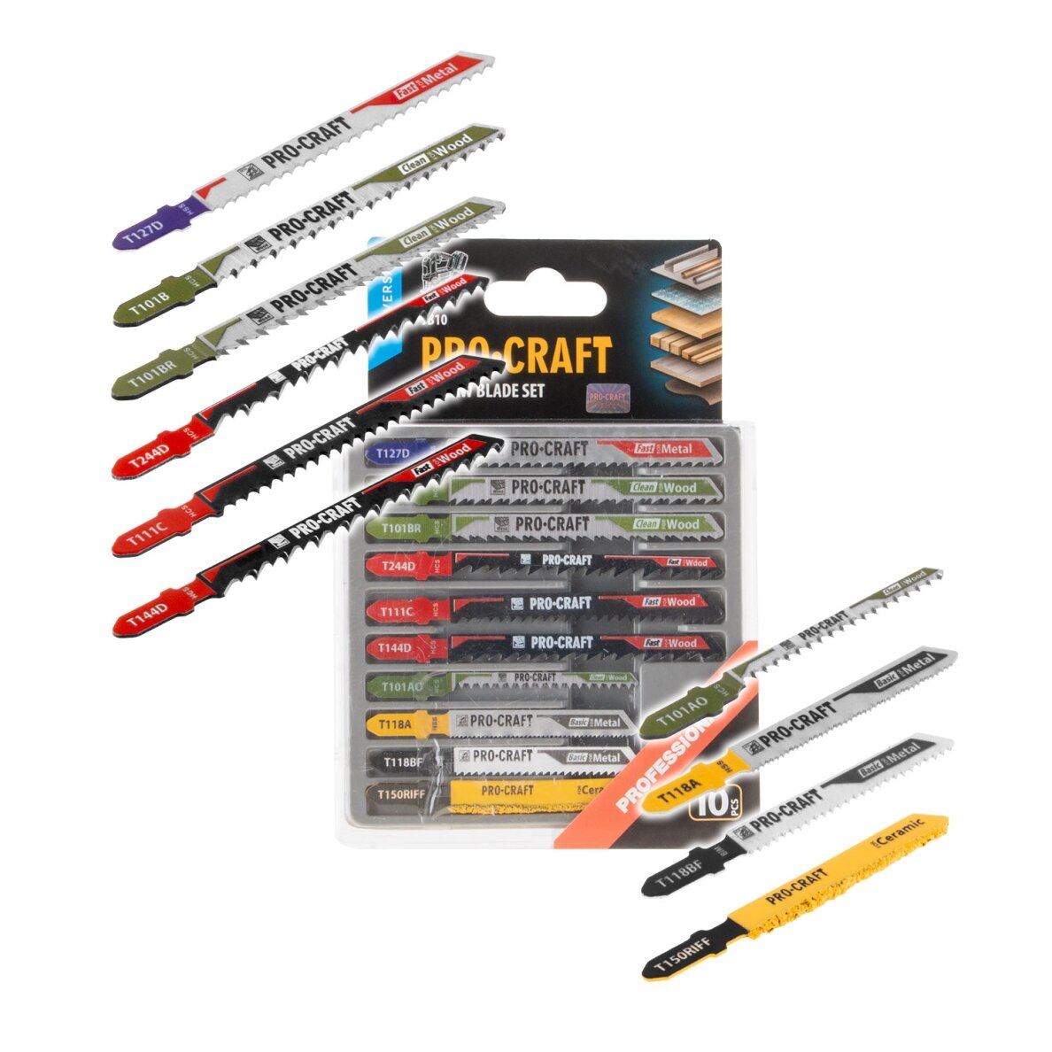 Siaurapjūklių geležčių rinkinys „ProCraft JB10" Siaurapjūklių geležčių rinkinys „ProCraft JB10"