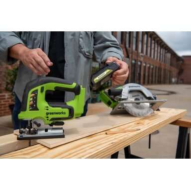 Greenworks GD24JS akumuliatorinis siaurapjūklis (24V be akumuliatorių ir kroviklio)