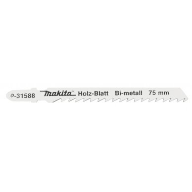 Siaurapjūklio pjūkleliai Makita P-31588, BIM 4/75mm, 5 vnt. Siaurapjūklio pjūkleliai Makita P-31588, BIM 4/75mm, 5 vnt.