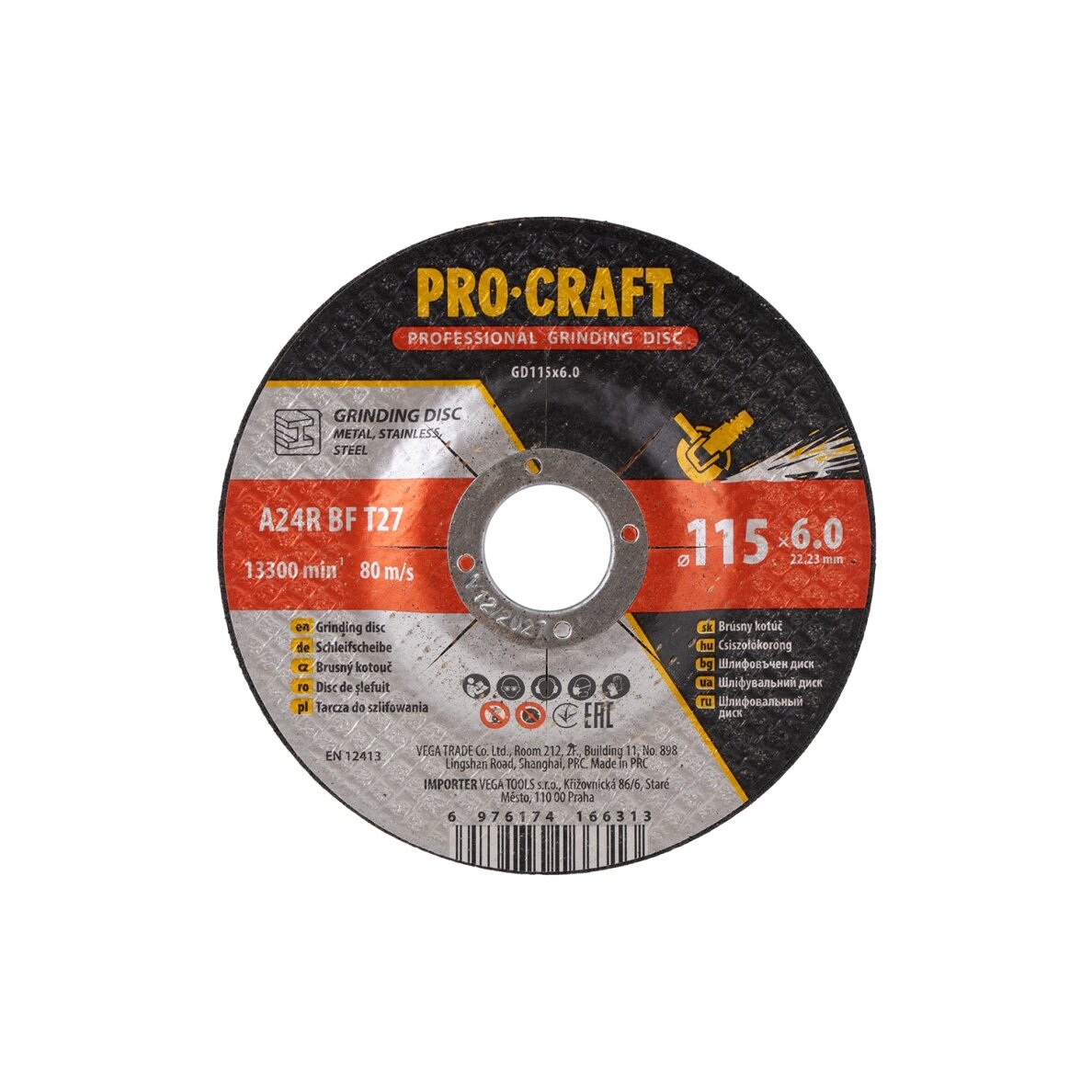Šlifavimo diskas metalui „ProCraft GD115x6.0” 1