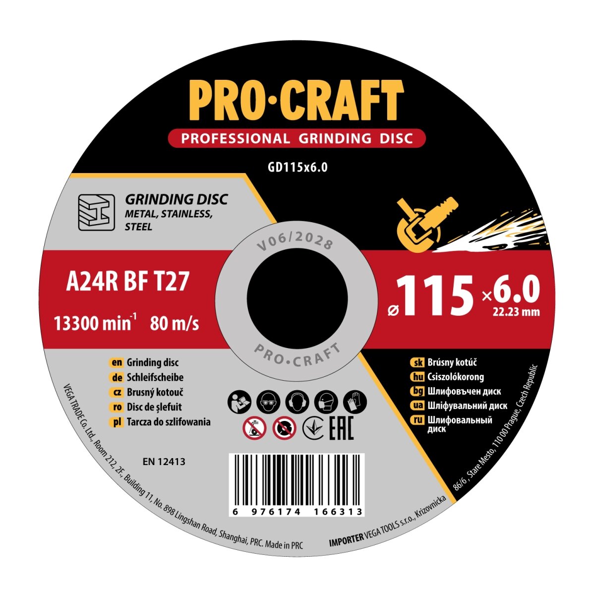 Šlifavimo diskas metalui „ProCraft GD115x6.0”