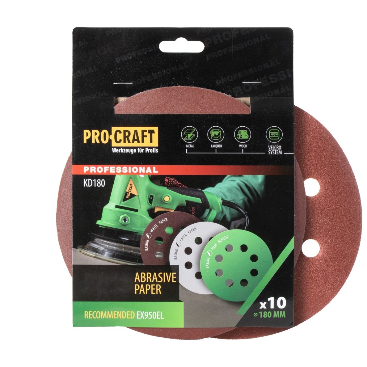 Šlifavimo popierius (10 vnt.) „ProCraft KD180.150” Šlifavimo popierius (10 vnt.) „ProCraft KD180.150”