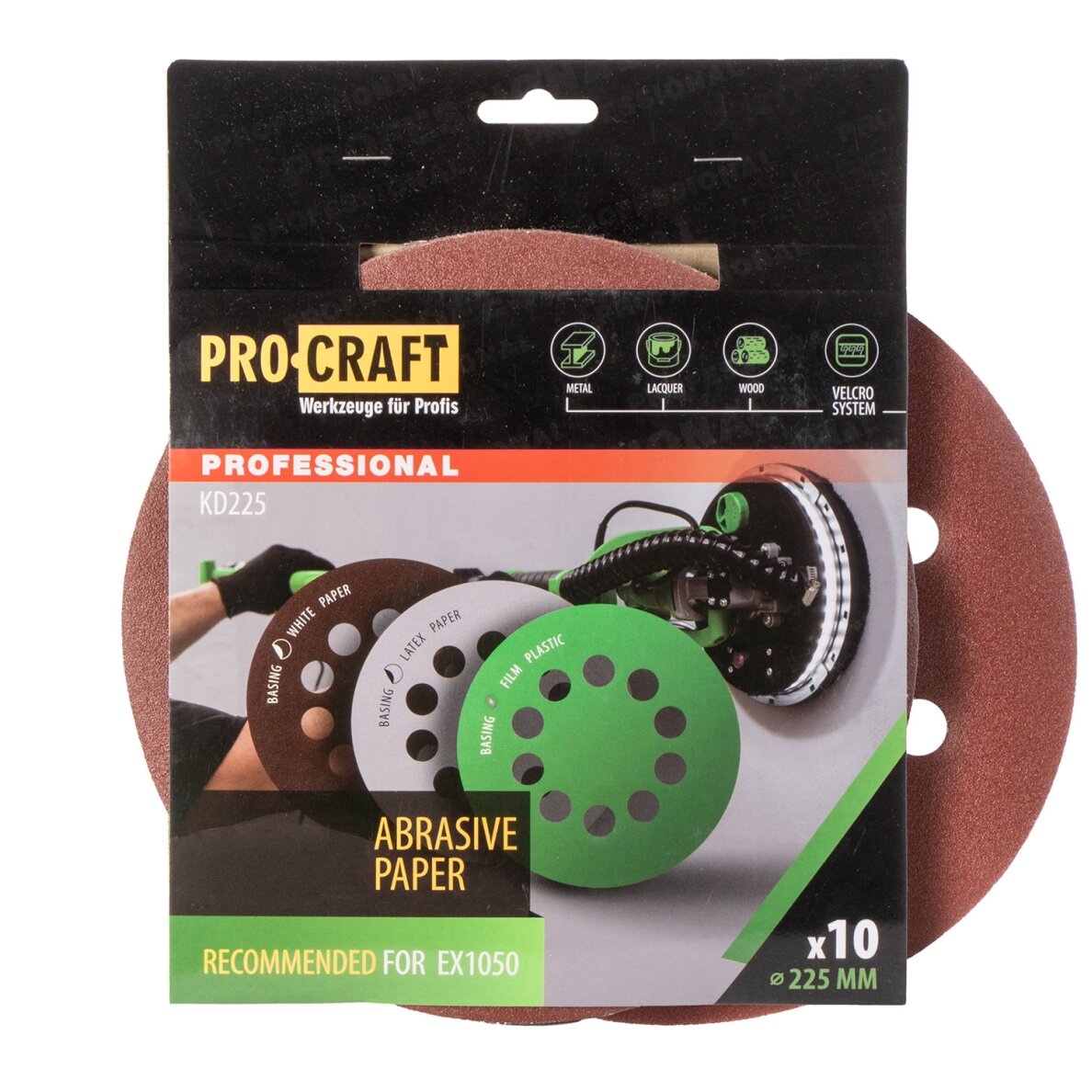 Šlifavimo popierius (10 vnt.) „ProCraft KD225.60”