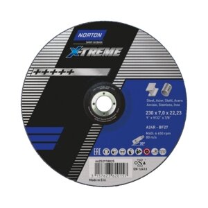 Šlifavimo diskas Norton X-TREME LIFE INOX A24R 230x7x22,23 T27 Šlifavimo diskas Norton X-TREME LIFE INOX A24R 230x7x22,23 T27