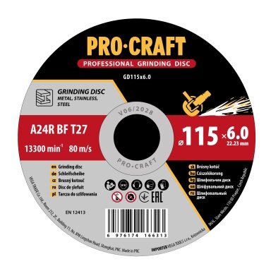 Šlifavimo diskas metalui „ProCraft GD115x6.0”