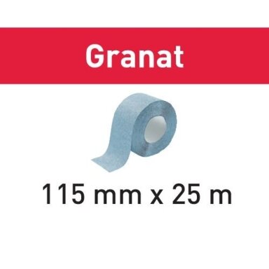 Šlifavimo popierius (rulone, plėšomas) 115x25m P120 GR Granat Šlifavimo popierius (rulone, plėšomas) 115x25m P120 GR Granat