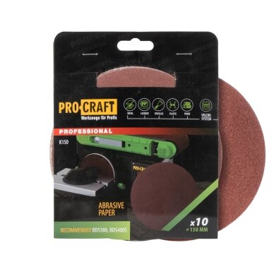 Šlifavimo diskai „ProCraft K150.180” (popieriniai, 10 vnt.) Šlifavimo diskai „ProCraft K150.180” (popieriniai, 10 vnt.)