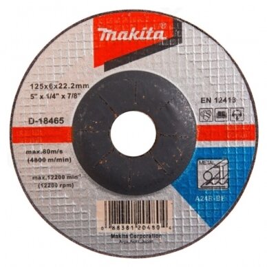 Šlifavimo diskas metalui Makita D-18465, 125X6 A24R Šlifavimo diskas metalui Makita D-18465, 125X6 A24R
